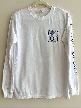 Ron Jon Surf Shop Anchor Myrtle Beach Long Sleeve T-Shirt, White/Blue, Small